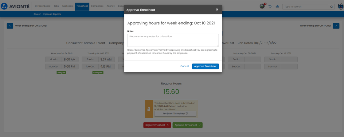 Timesheet Approver Verbiage in Timesheet Manager UI